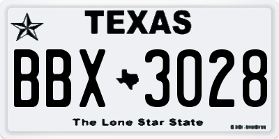 TX license plate BBX3028