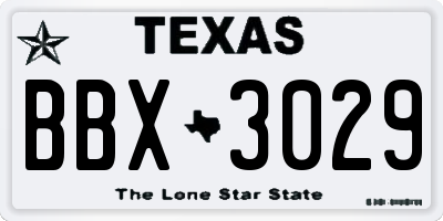 TX license plate BBX3029