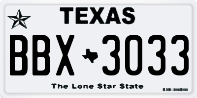 TX license plate BBX3033