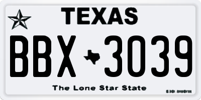 TX license plate BBX3039
