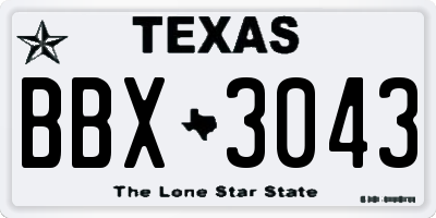 TX license plate BBX3043