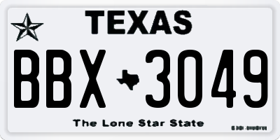 TX license plate BBX3049