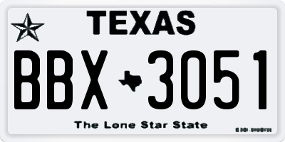 TX license plate BBX3051