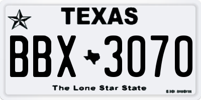 TX license plate BBX3070