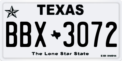 TX license plate BBX3072