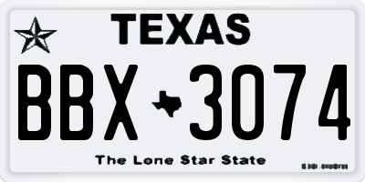 TX license plate BBX3074