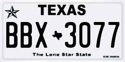 TX license plate BBX3077