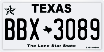 TX license plate BBX3089