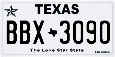 TX license plate BBX3090