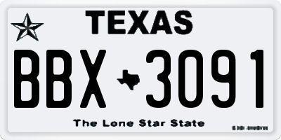 TX license plate BBX3091