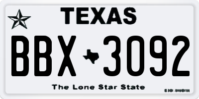 TX license plate BBX3092