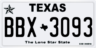 TX license plate BBX3093