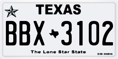 TX license plate BBX3102