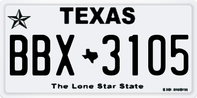 TX license plate BBX3105