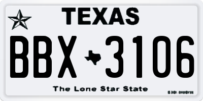 TX license plate BBX3106