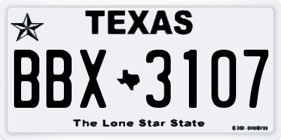 TX license plate BBX3107
