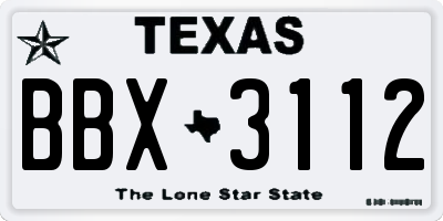 TX license plate BBX3112