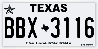 TX license plate BBX3116