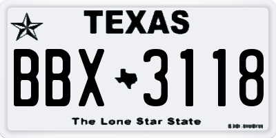 TX license plate BBX3118