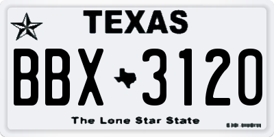 TX license plate BBX3120