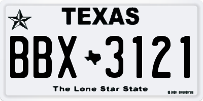 TX license plate BBX3121