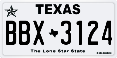 TX license plate BBX3124