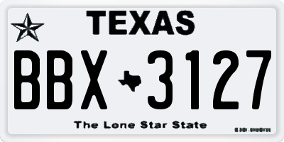 TX license plate BBX3127