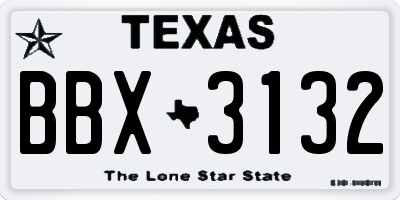 TX license plate BBX3132