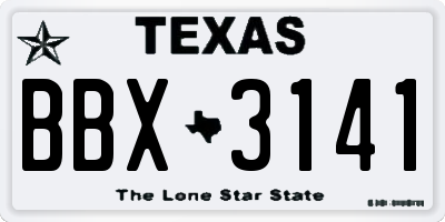 TX license plate BBX3141