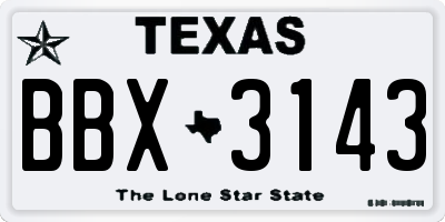 TX license plate BBX3143