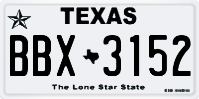 TX license plate BBX3152