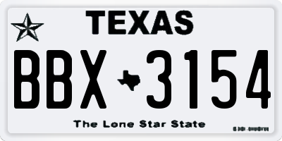 TX license plate BBX3154