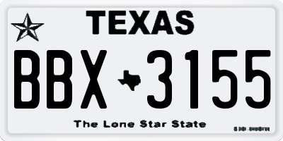 TX license plate BBX3155