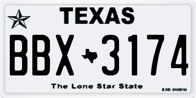 TX license plate BBX3174