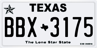 TX license plate BBX3175