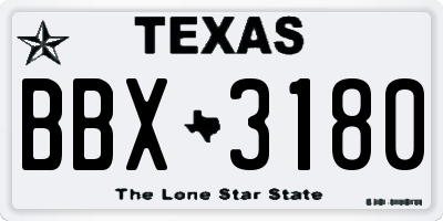 TX license plate BBX3180