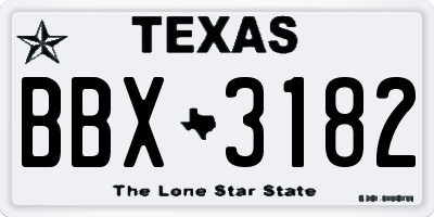 TX license plate BBX3182