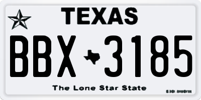 TX license plate BBX3185