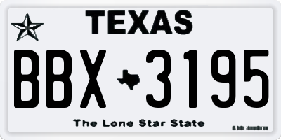 TX license plate BBX3195