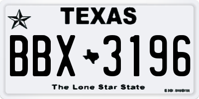 TX license plate BBX3196