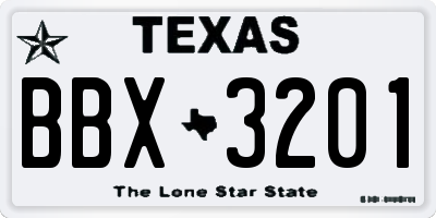 TX license plate BBX3201