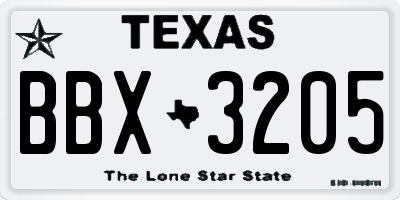 TX license plate BBX3205