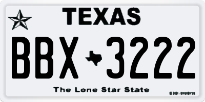 TX license plate BBX3222
