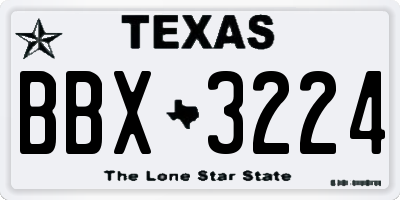 TX license plate BBX3224