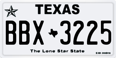 TX license plate BBX3225