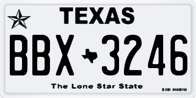 TX license plate BBX3246