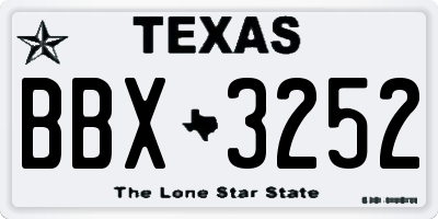 TX license plate BBX3252