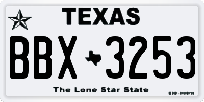 TX license plate BBX3253