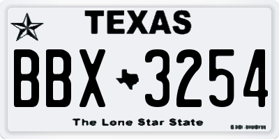 TX license plate BBX3254