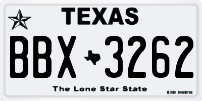 TX license plate BBX3262